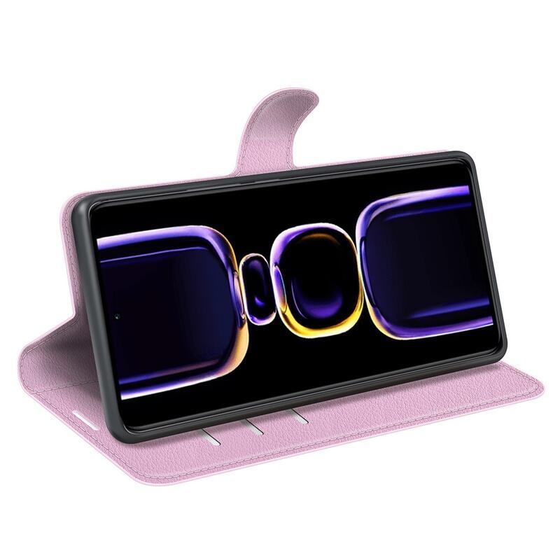Litchi knížkové pouzdro na Xiaomi Poco F5 Pro - růžové