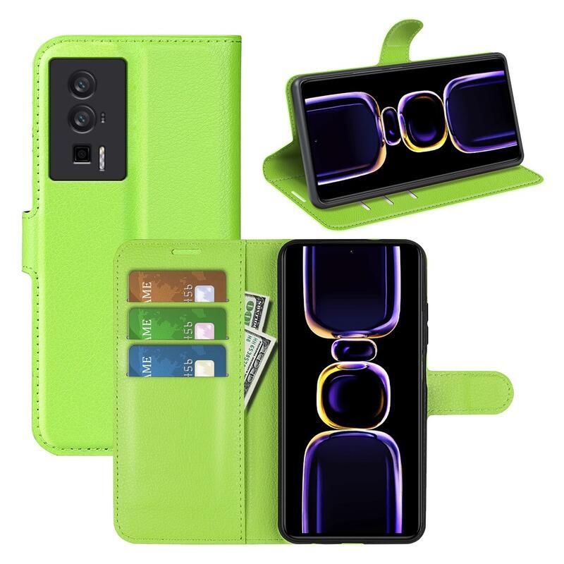 Litchi knížkové pouzdro na Xiaomi Poco F5 Pro - zelené
