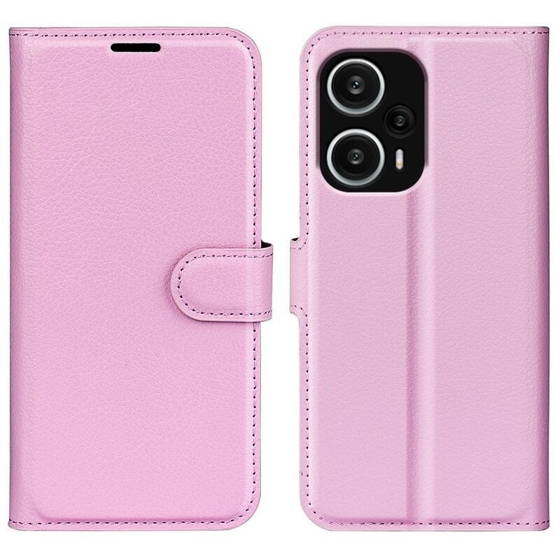 Litchi knížkové pouzdro na Xiaomi Poco F5 - růžové