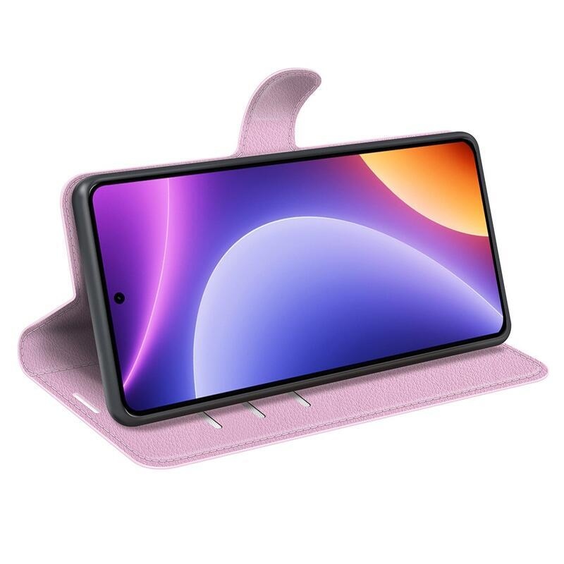 Litchi knížkové pouzdro na Xiaomi Poco F5 - růžové
