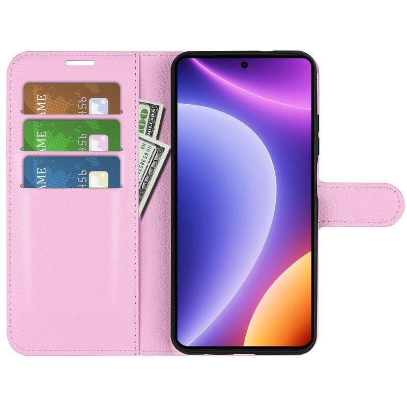 Litchi knížkové pouzdro na Xiaomi Poco F5 - růžové