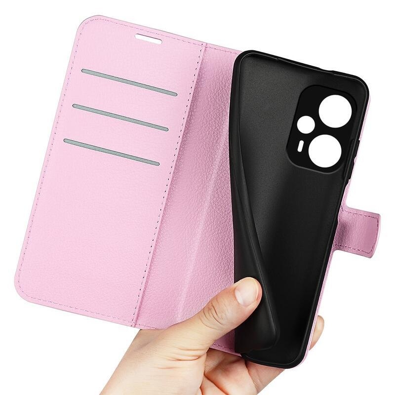 Litchi knížkové pouzdro na Xiaomi Poco F5 - růžové