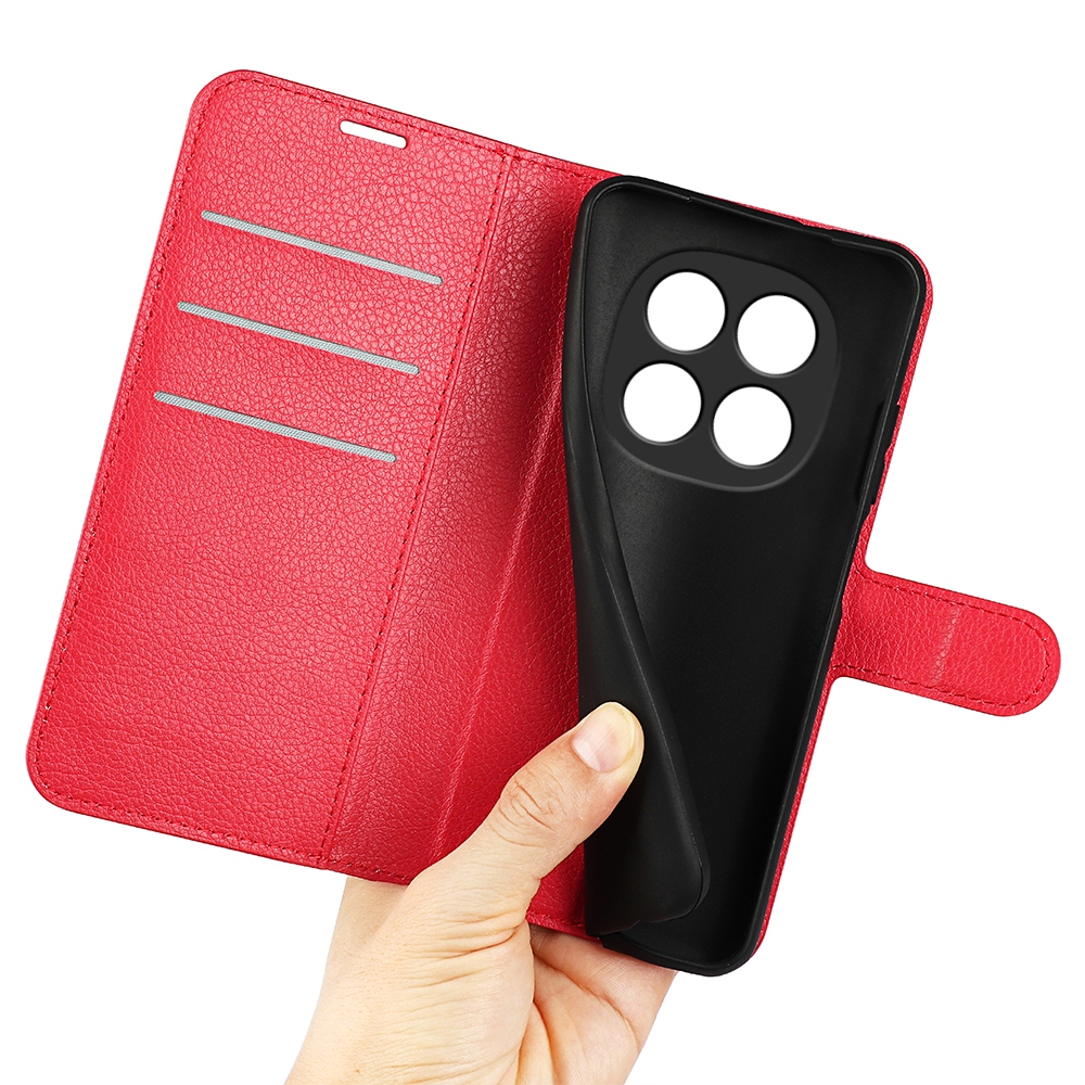 Litchi knížkové pouzdro na Xiaomi Poco M8 5G/Redmi Note 15 5G - červené