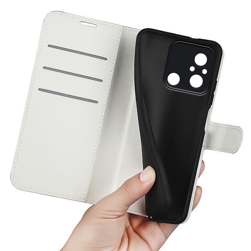 Litchi knížkové pouzdro na Xiaomi Redmi 12C - bílé