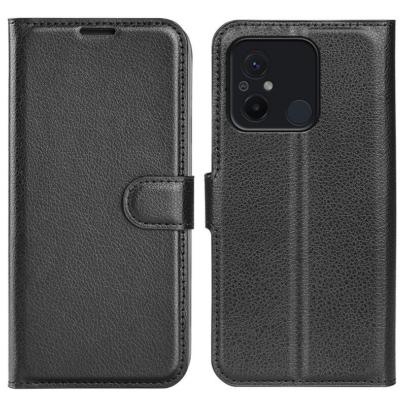 Litchi knížkové pouzdro na Xiaomi Redmi 12C - černé