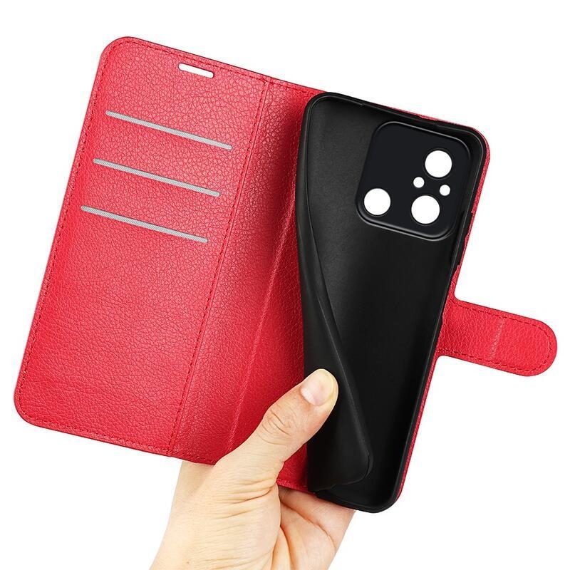 Litchi knížkové pouzdro na Xiaomi Redmi 12C - červené