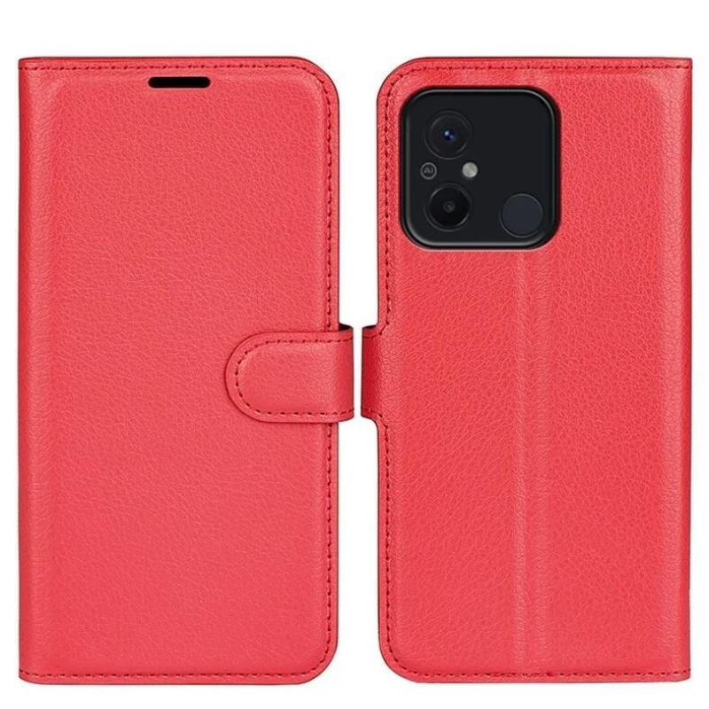 Litchi knížkové pouzdro na Xiaomi Redmi 12C - červené