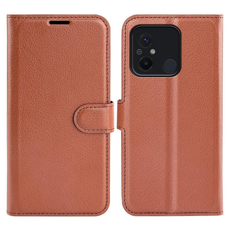 Litchi knížkové pouzdro na Xiaomi Redmi 12C - hnědé