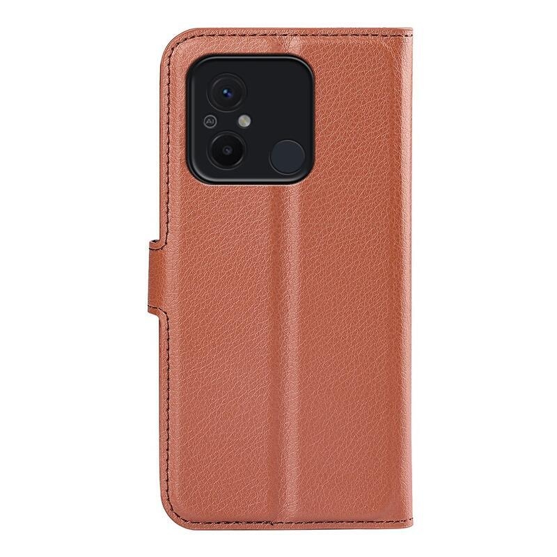 Litchi knížkové pouzdro na Xiaomi Redmi 12C - hnědé