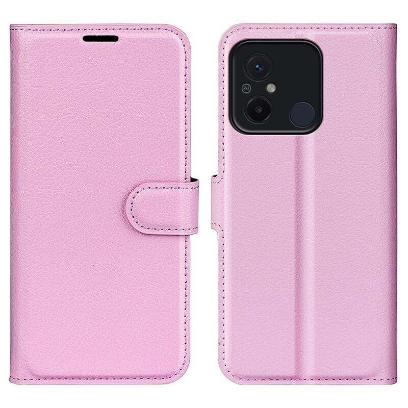Litchi knížkové pouzdro na Xiaomi Redmi 12C - růžové