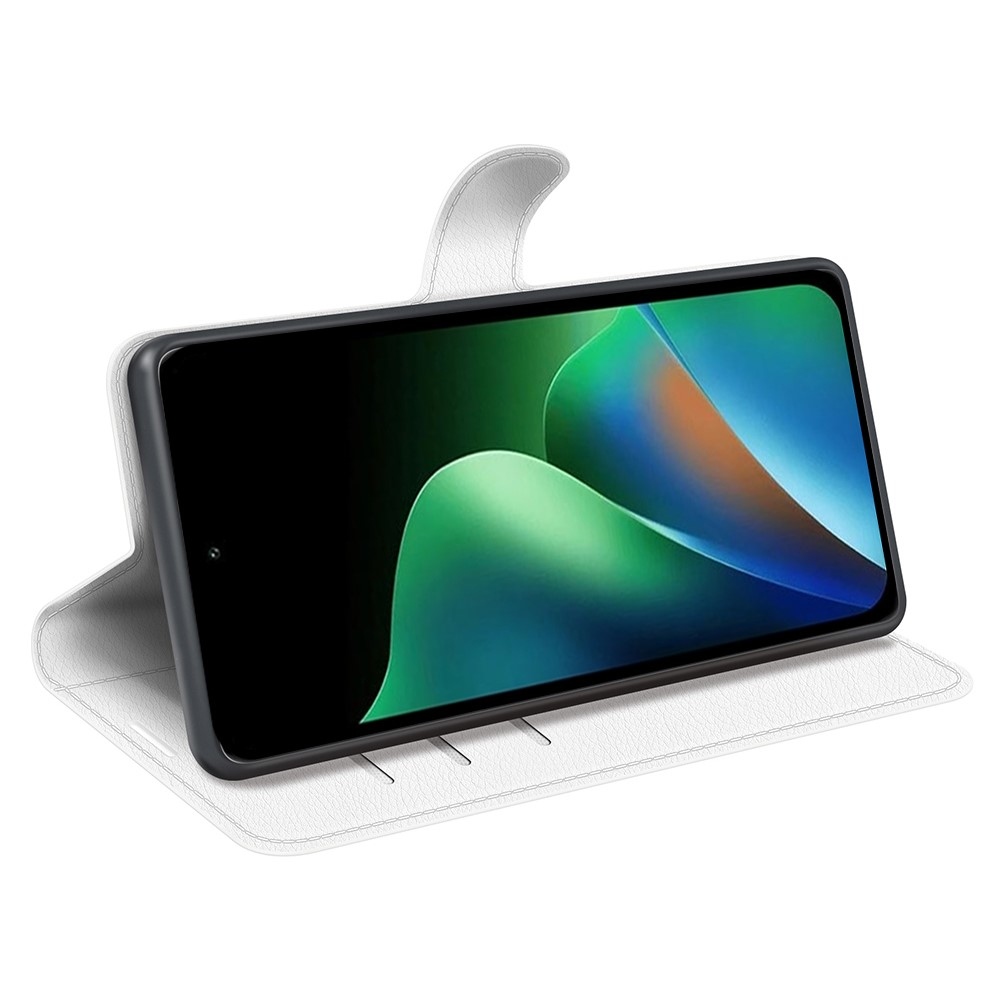 Litchi knížkové pouzdro na Xiaomi Redmi 17 4G/5G - bílé