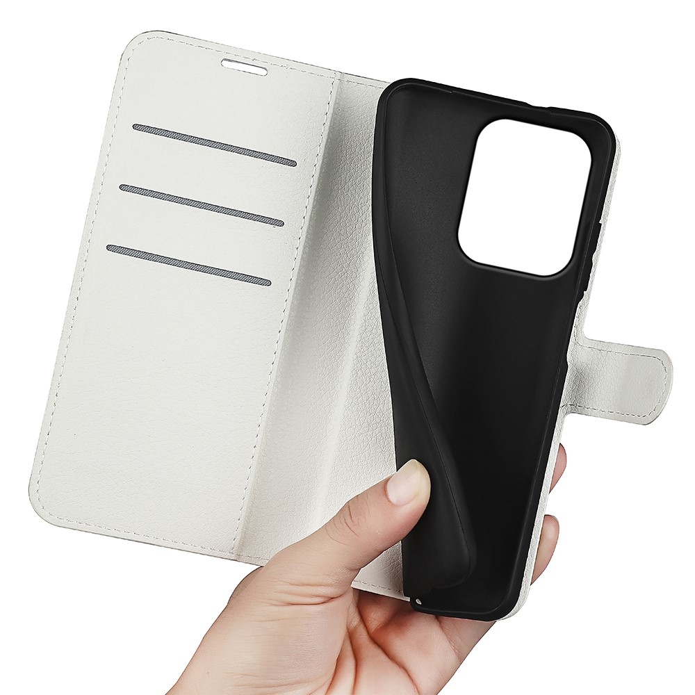 Litchi knížkové pouzdro na Xiaomi Redmi 17 4G/5G - bílé