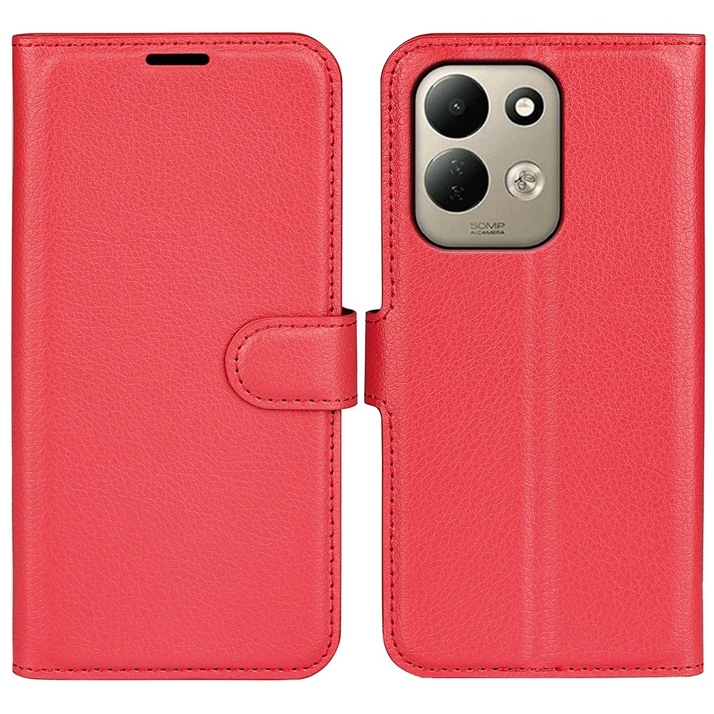 Litchi knížkové pouzdro na Xiaomi Redmi 17 4G/5G - červené