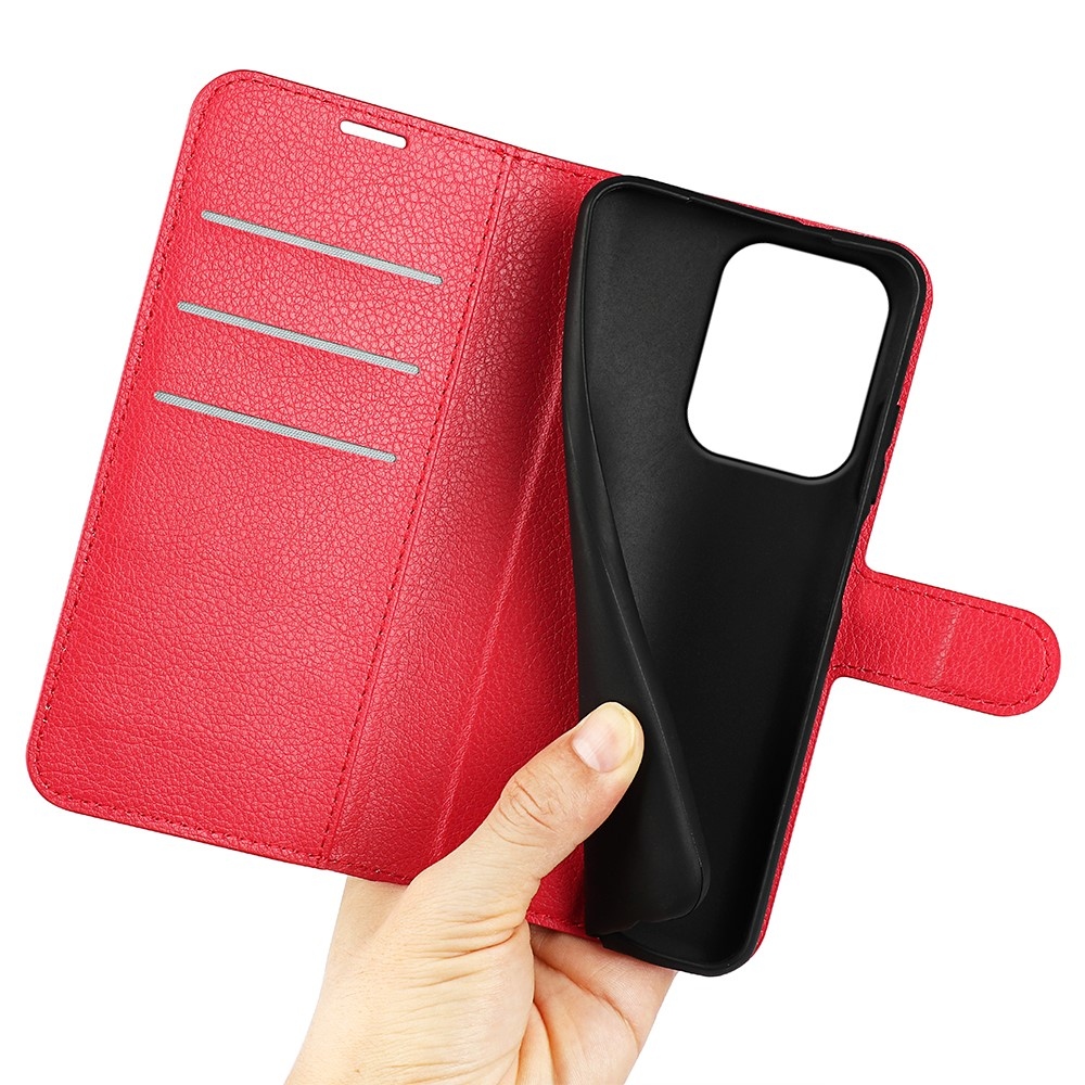 Litchi knížkové pouzdro na Xiaomi Redmi 17 4G/5G - červené