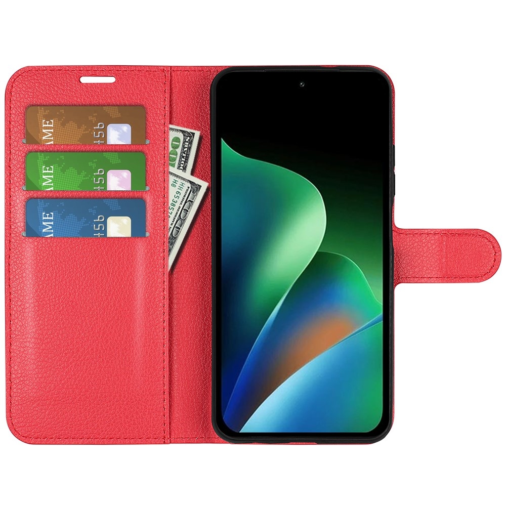 Litchi knížkové pouzdro na Xiaomi Redmi 17 4G/5G - červené
