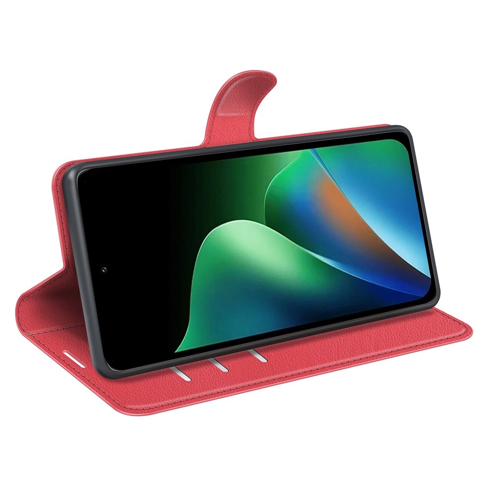 Litchi knížkové pouzdro na Xiaomi Redmi 17 4G/5G - červené