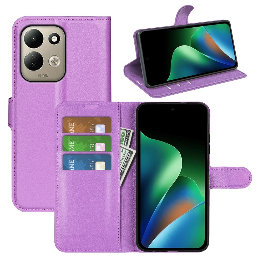 Litchi knížkové pouzdro na Xiaomi Redmi 17 4G/5G - fialové