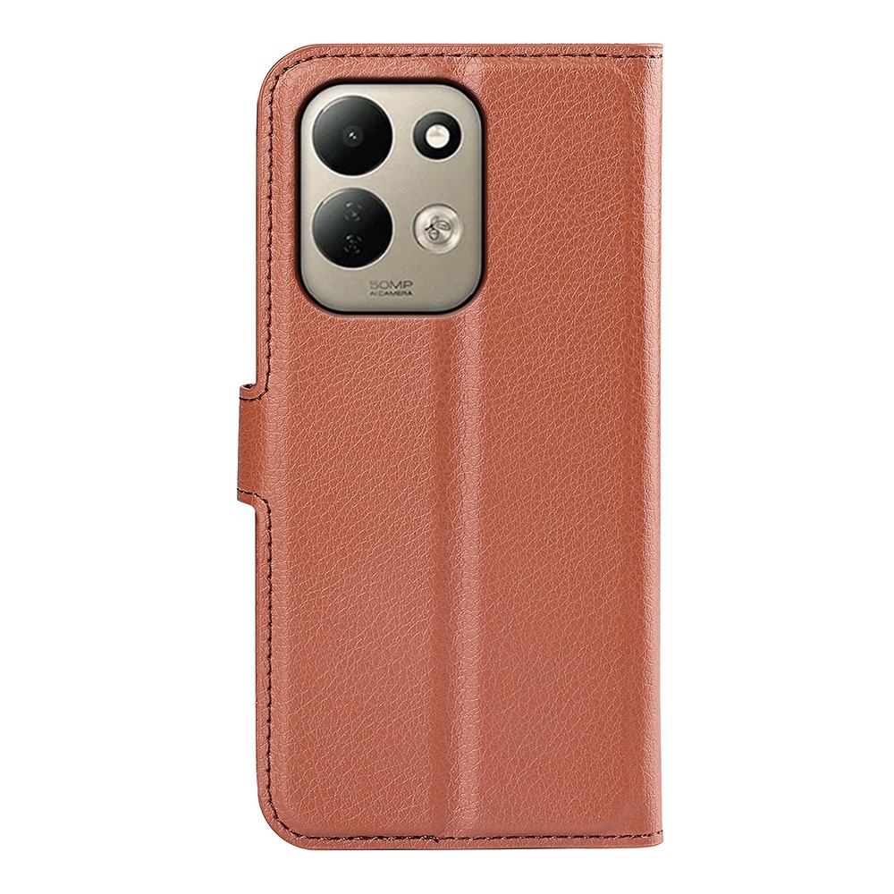 Litchi knížkové pouzdro na Xiaomi Redmi 17 4G/5G - hnědé