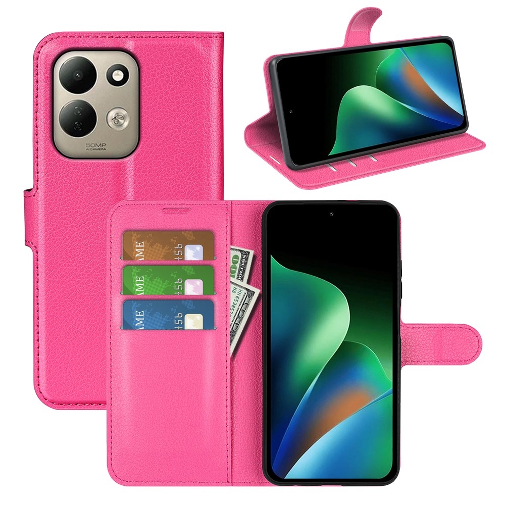 Litchi knížkové pouzdro na Xiaomi Redmi 17 4G/5G - rose
