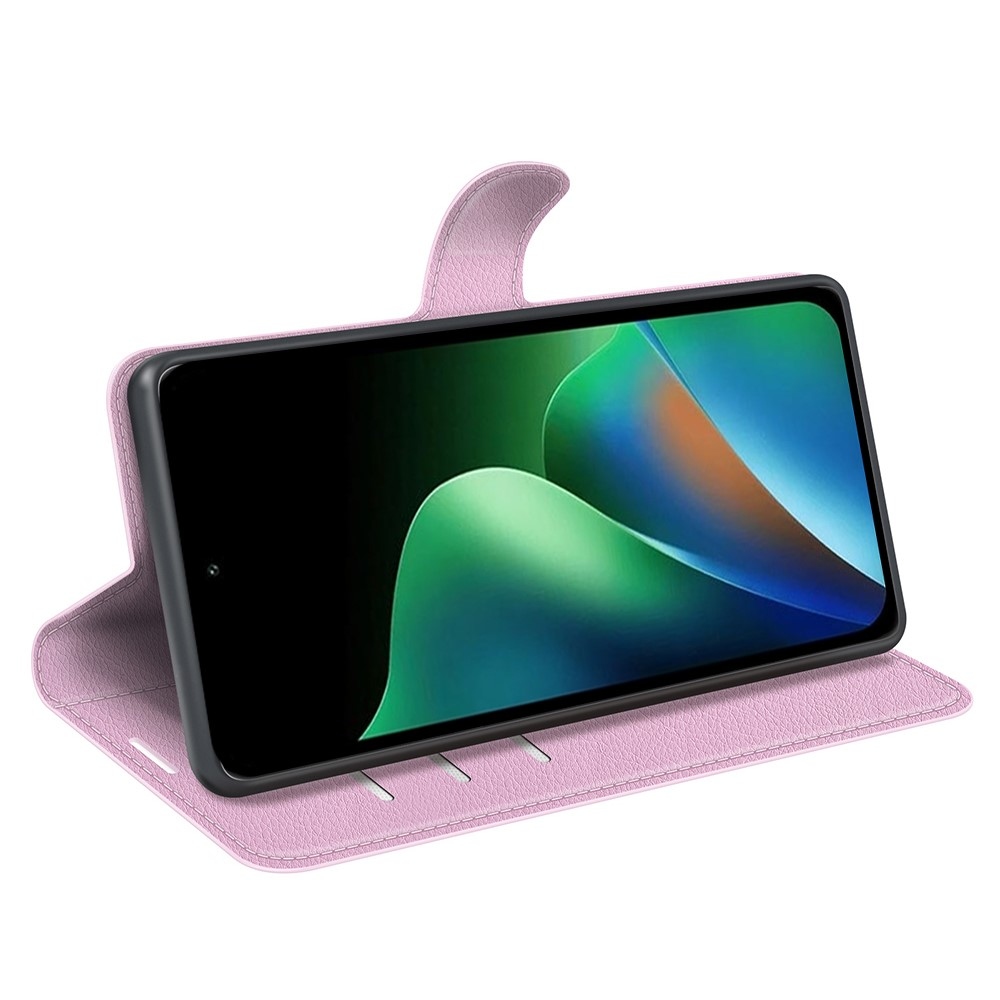Litchi knížkové pouzdro na Xiaomi Redmi 17 4G/5G - růžové