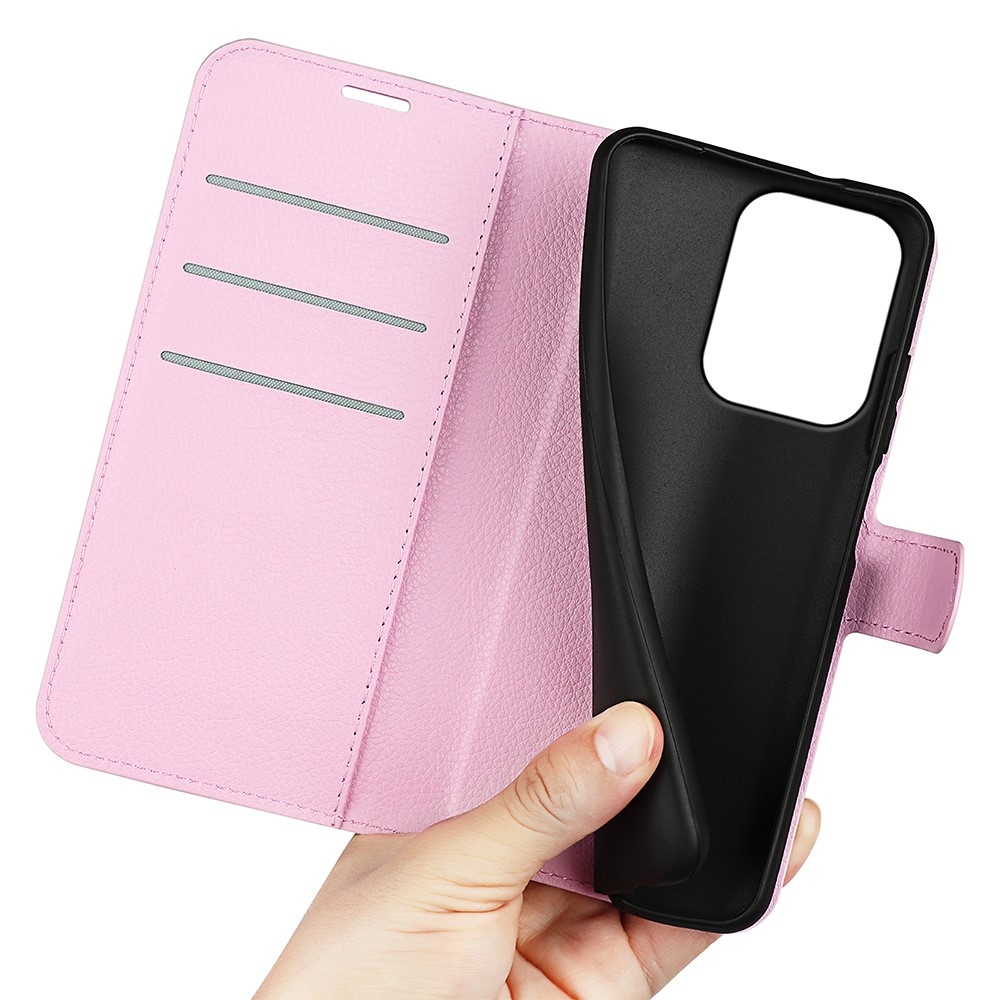 Litchi knížkové pouzdro na Xiaomi Redmi 17 4G/5G - růžové