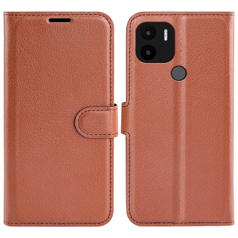 Litchi knížkové pouzdro na Xiaomi Redmi A1+/A2+ - hnědé