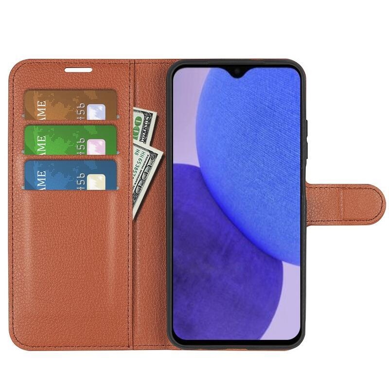 Litchi knížkové pouzdro na Xiaomi Redmi A1+/A2+ - hnědé