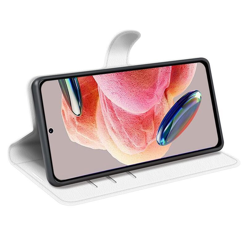 Litchi knížkové pouzdro na Xiaomi Redmi Note 12 4G - bílé