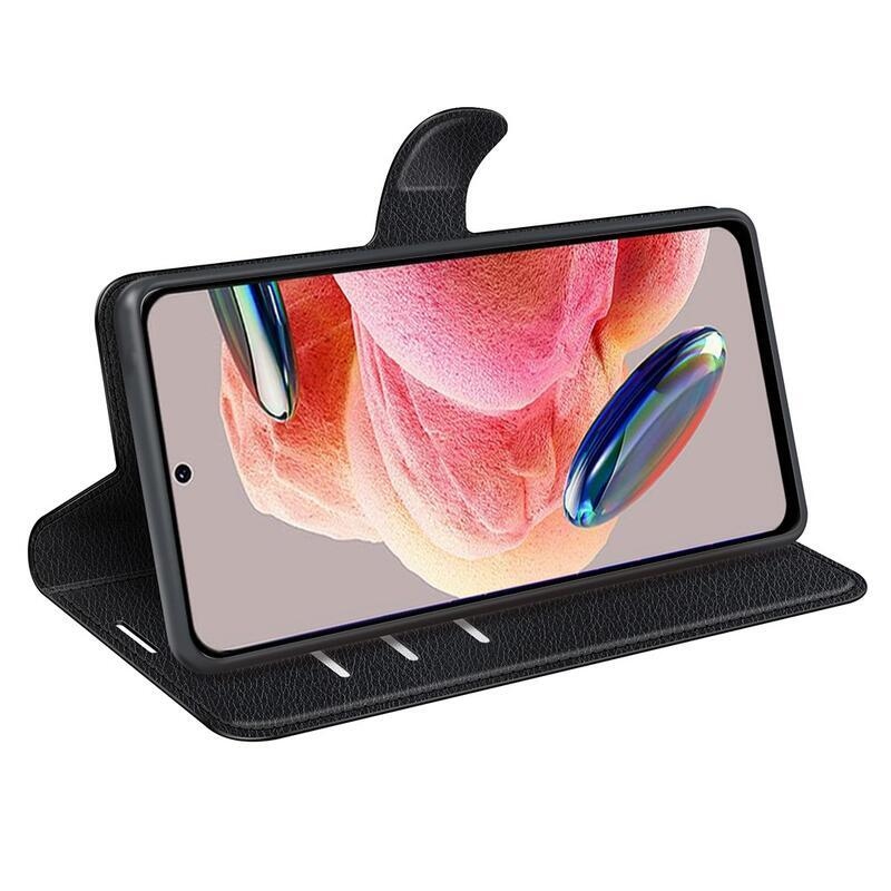 Litchi knížkové pouzdro na Xiaomi Redmi Note 12 4G - černé