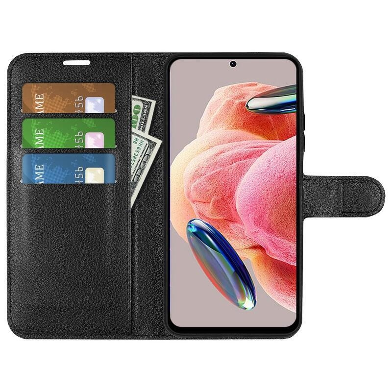 Litchi knížkové pouzdro na Xiaomi Redmi Note 12 4G - černé