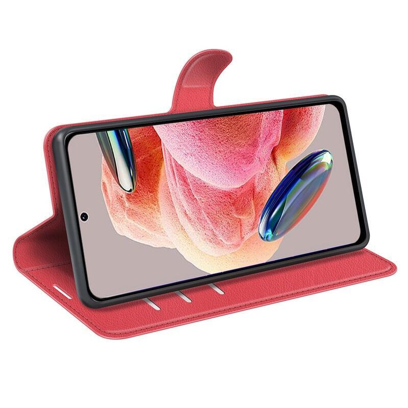 Litchi knížkové pouzdro na Xiaomi Redmi Note 12 4G - červené