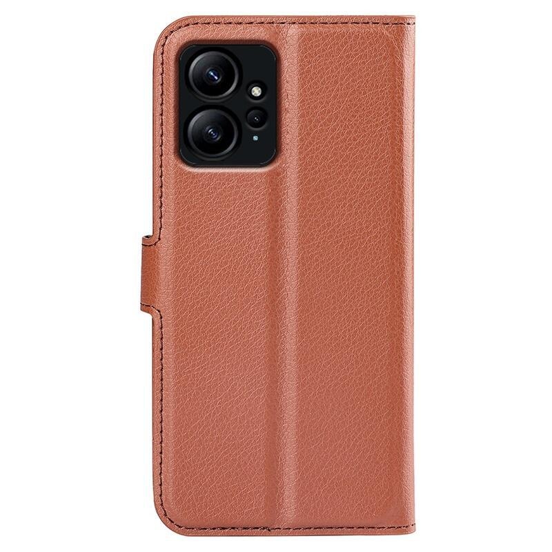 Litchi knížkové pouzdro na Xiaomi Redmi Note 12 4G - hnědé