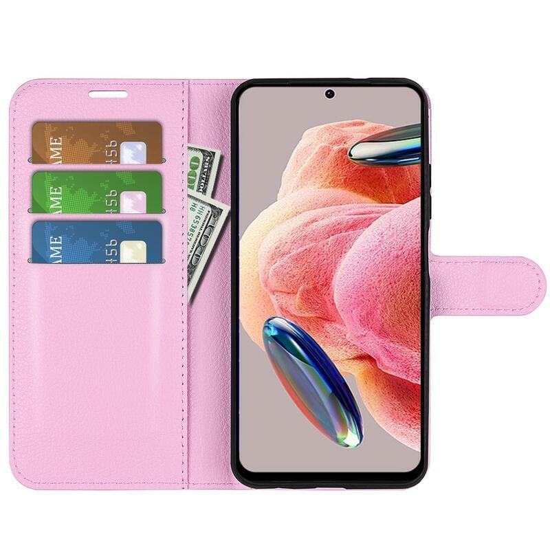 Litchi knížkové pouzdro na Xiaomi Redmi Note 12 4G - růžové