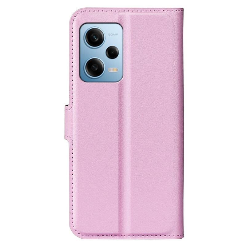 Litchi knížkové pouzdro na Xiaomi Redmi Note 12 Pro 5G/Poco X5 Pro 5G - růžové