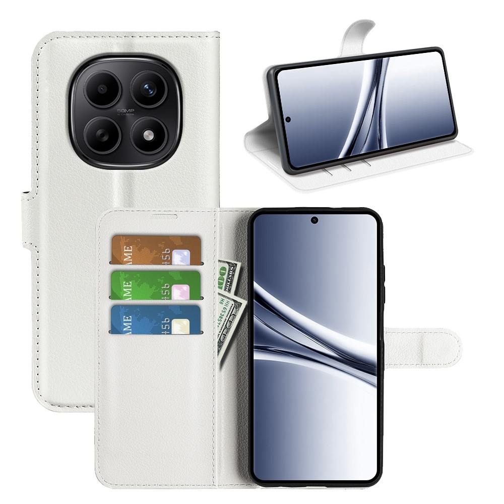 Litchi knížkové pouzdro na Xiaomi Redmi Note 15 4G - bílé