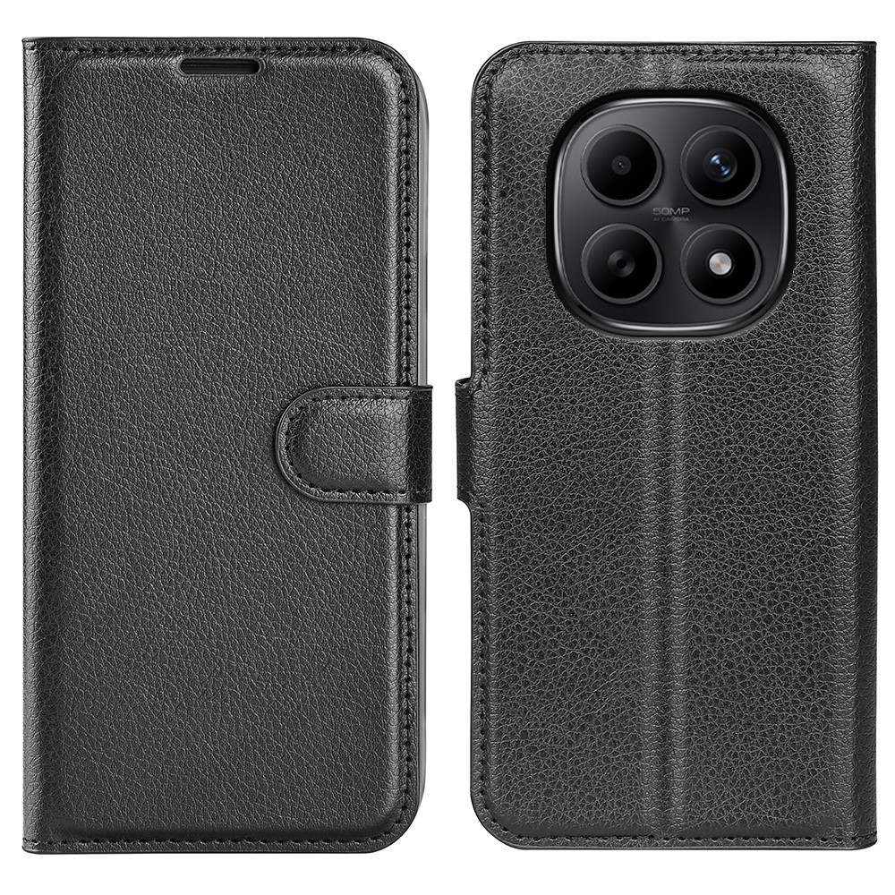 Litchi knížkové pouzdro na Xiaomi Redmi Note 15 4G - černé