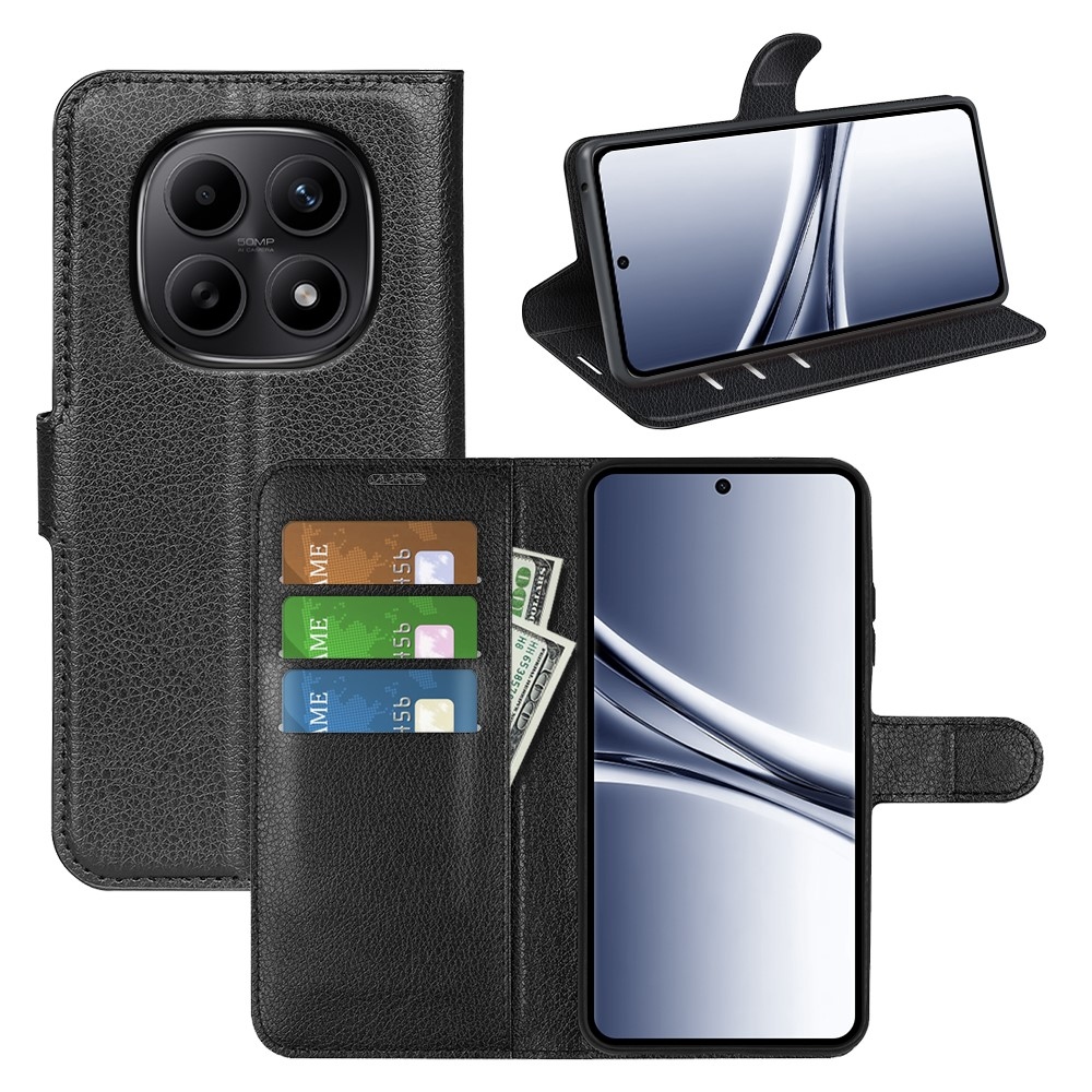 Litchi knížkové pouzdro na Xiaomi Redmi Note 15 4G - černé