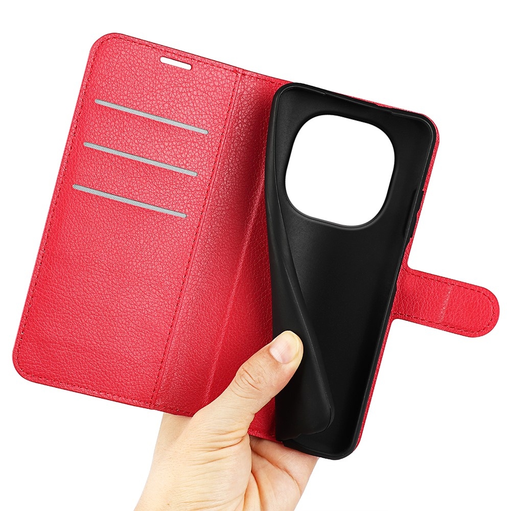 Litchi knížkové pouzdro na Xiaomi Redmi Note 15 4G - červené