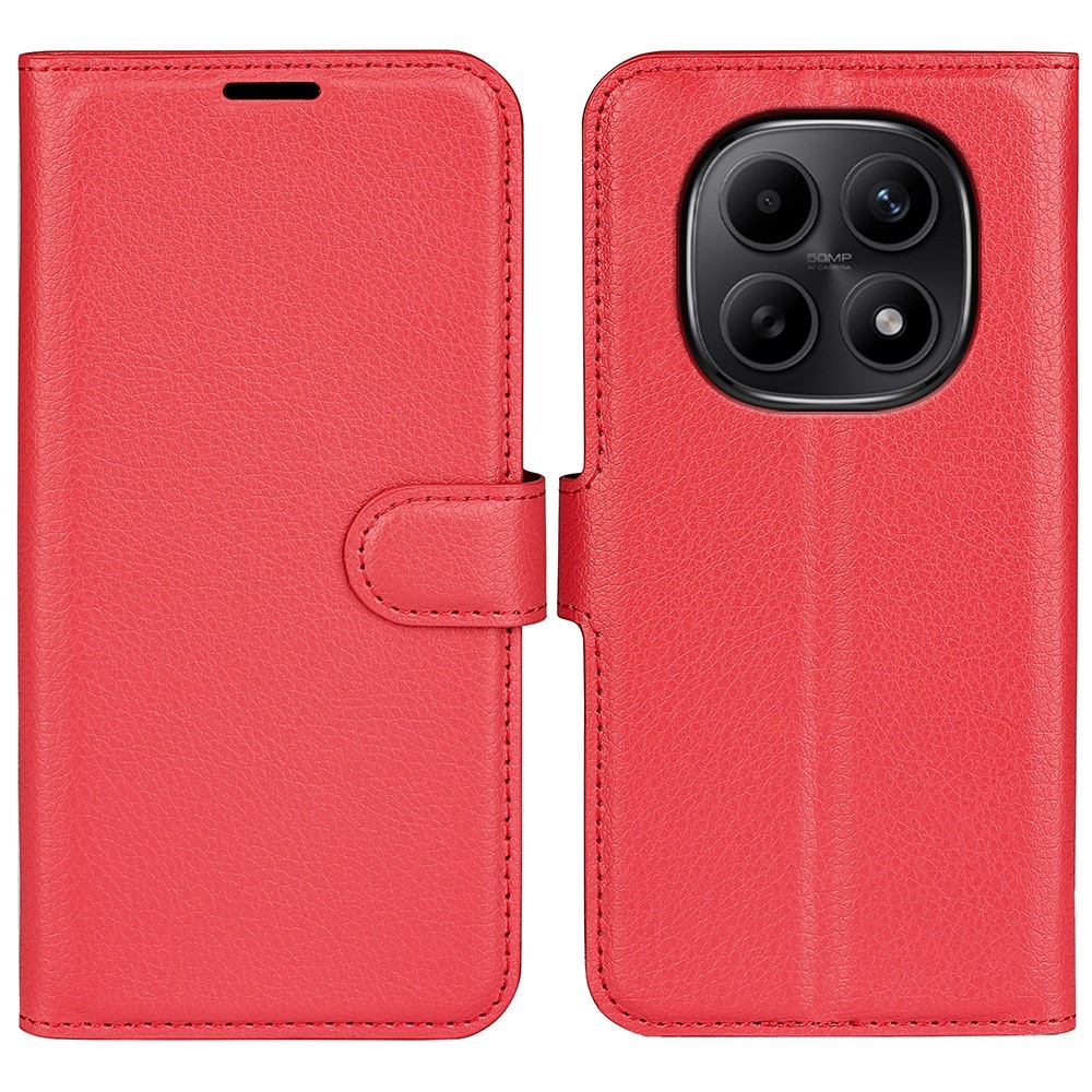 Litchi knížkové pouzdro na Xiaomi Redmi Note 15 4G - červené