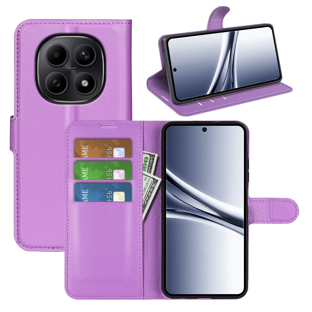 Litchi knížkové pouzdro na Xiaomi Redmi Note 15 4G - fialové