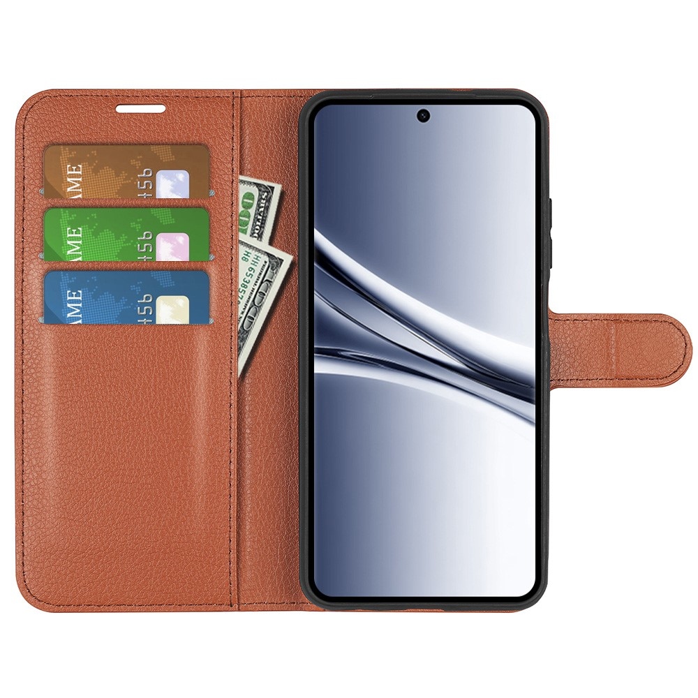 Litchi knížkové pouzdro na Xiaomi Redmi Note 15 4G - hnědé