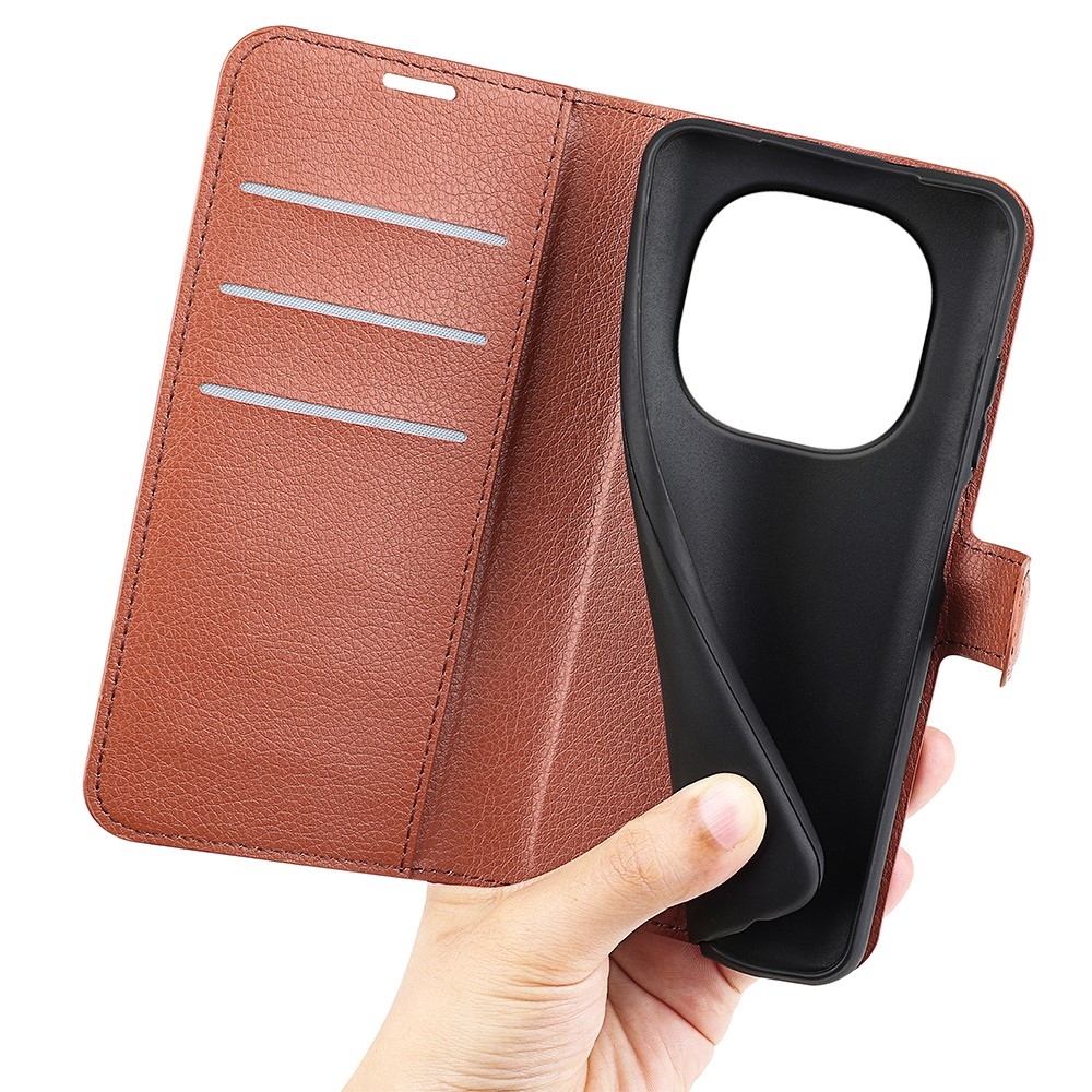 Litchi knížkové pouzdro na Xiaomi Redmi Note 15 4G - hnědé