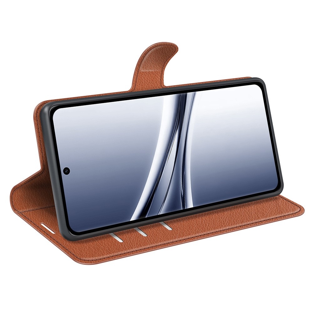 Litchi knížkové pouzdro na Xiaomi Redmi Note 15 4G - hnědé