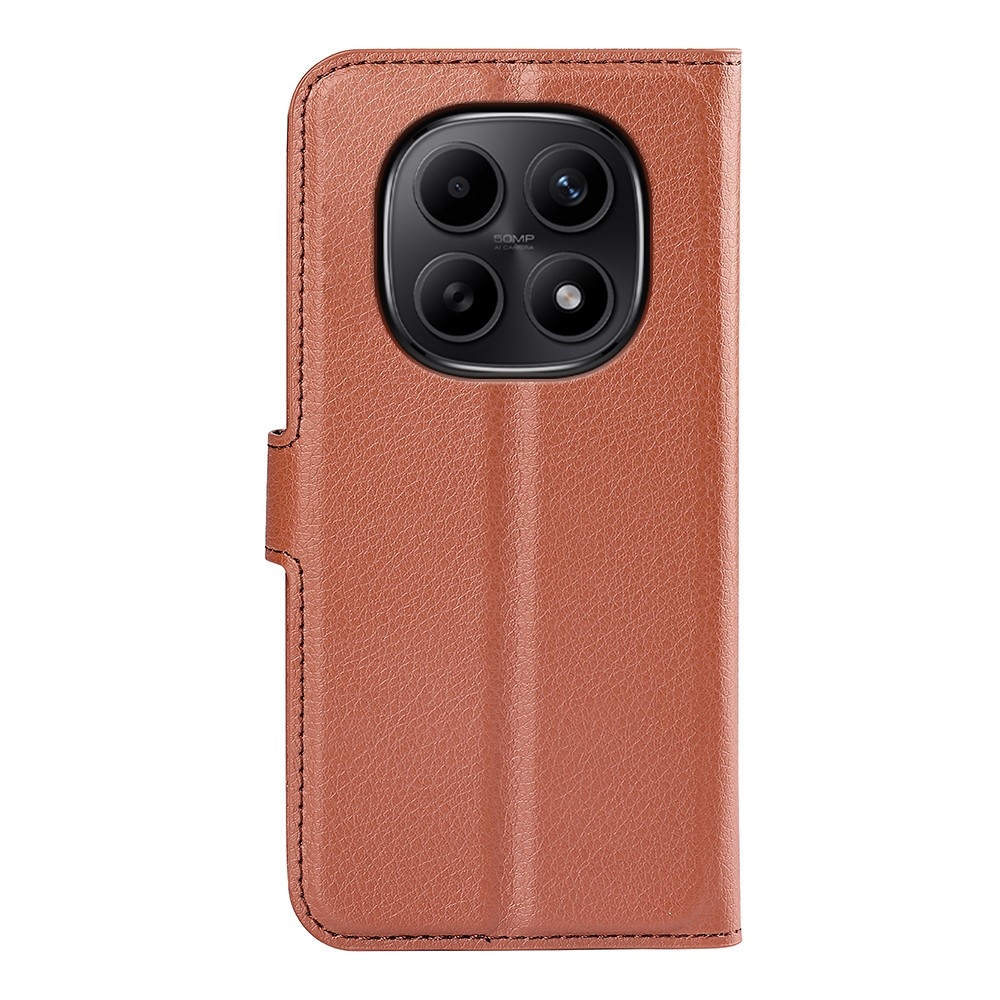 Litchi knížkové pouzdro na Xiaomi Redmi Note 15 4G - hnědé