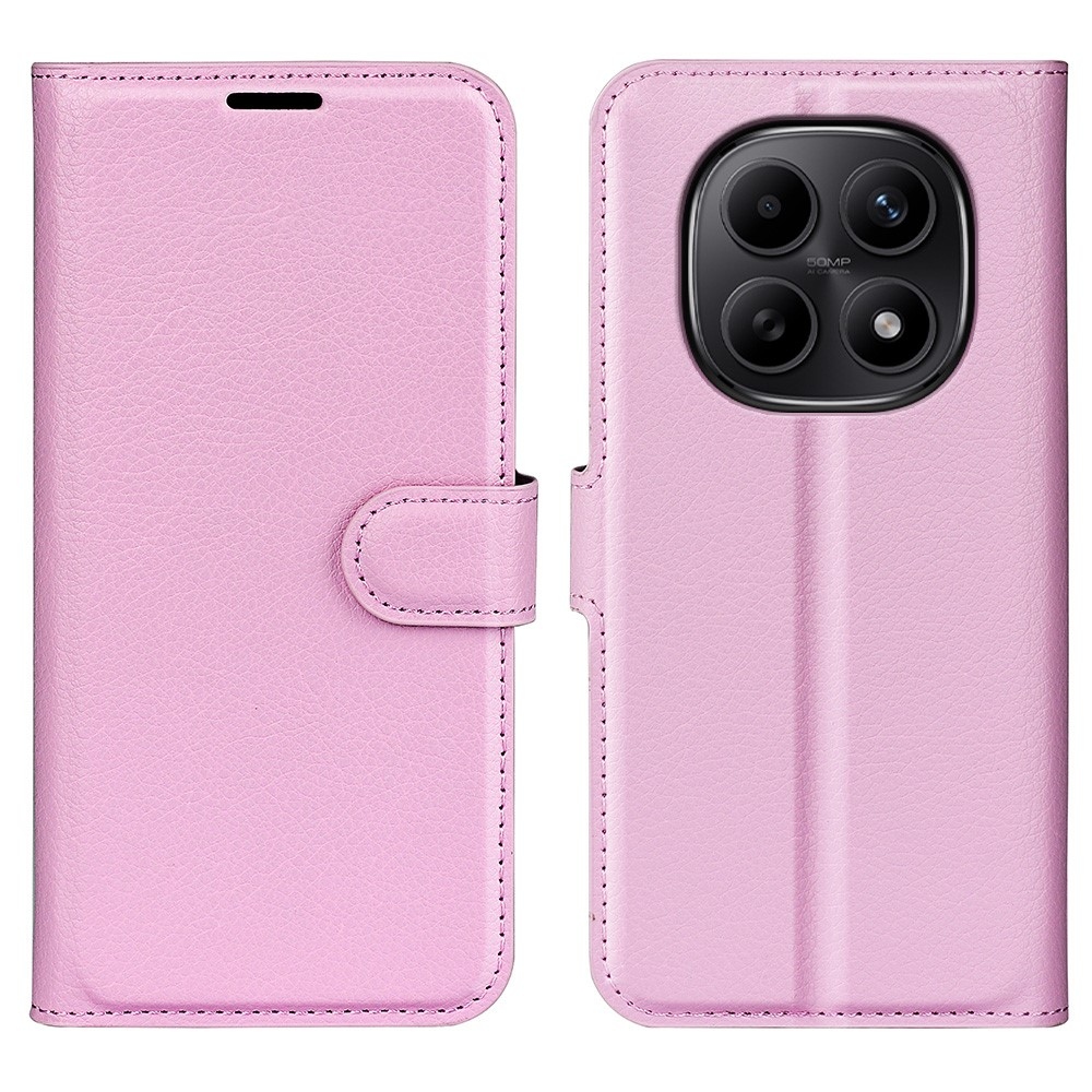 Litchi knížkové pouzdro na Xiaomi Redmi Note 15 4G - růžové