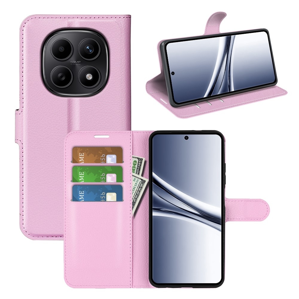 Litchi knížkové pouzdro na Xiaomi Redmi Note 15 4G - růžové