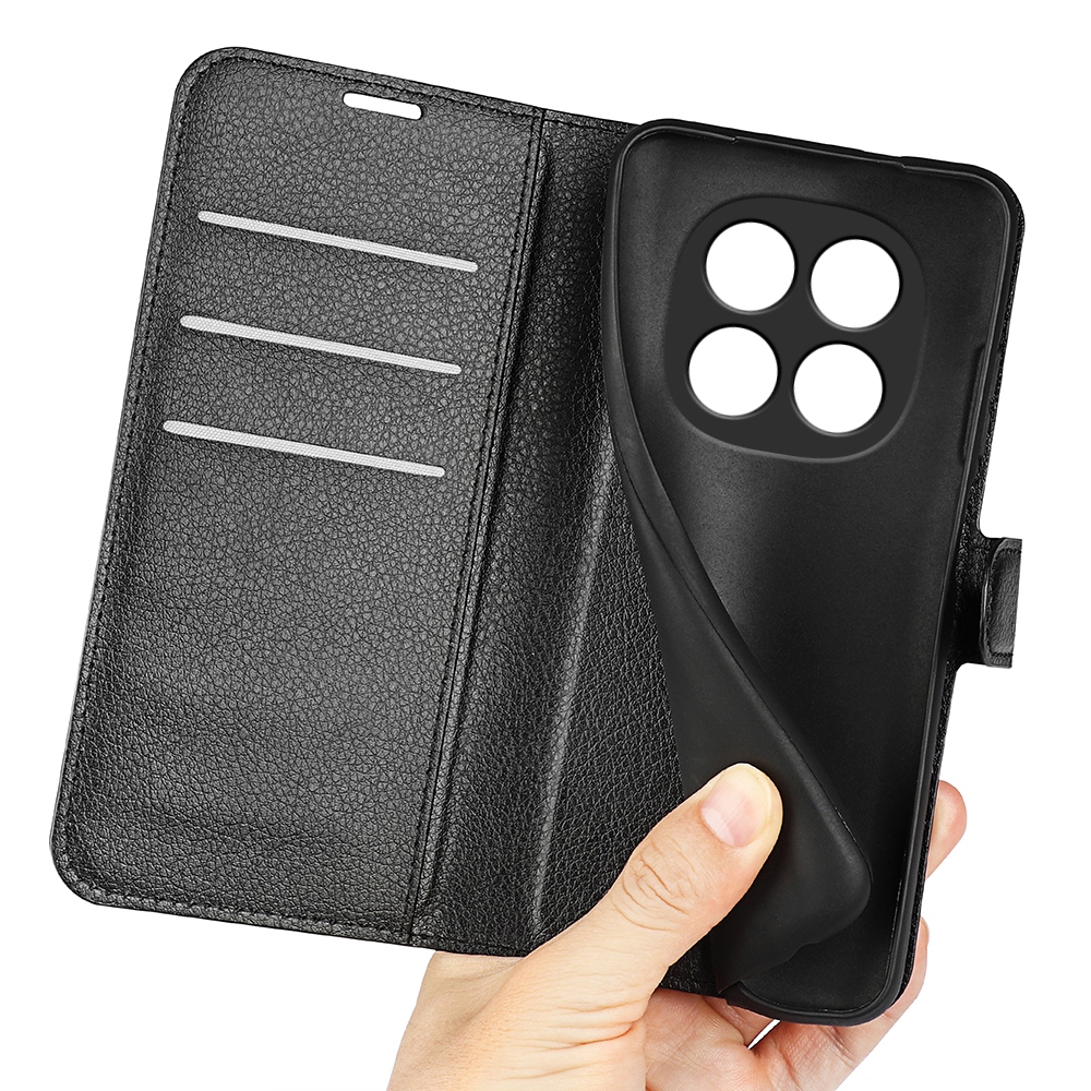 Litchi knížkové pouzdro na Xiaomi Redmi Note 15 Pro 5G - černé