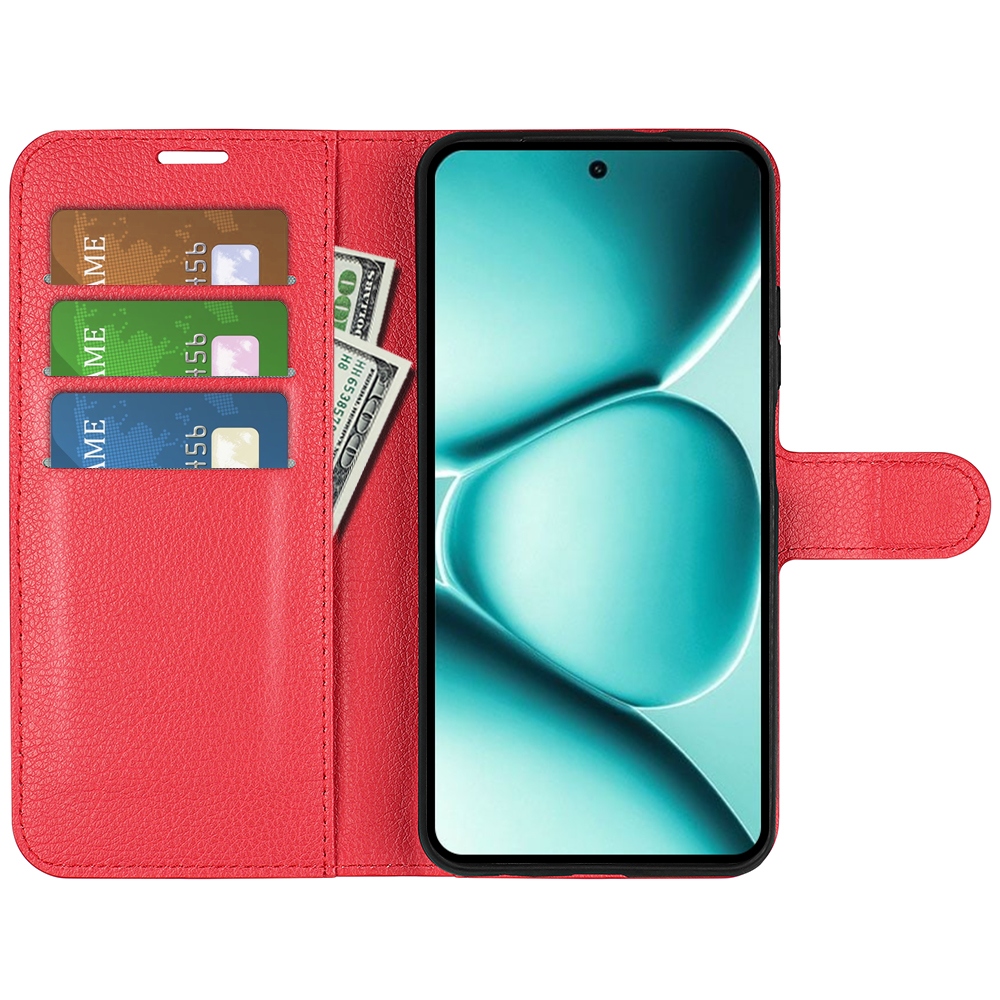 Litchi knížkové pouzdro na Xiaomi Redmi Note 15 Pro+ 5G - červené