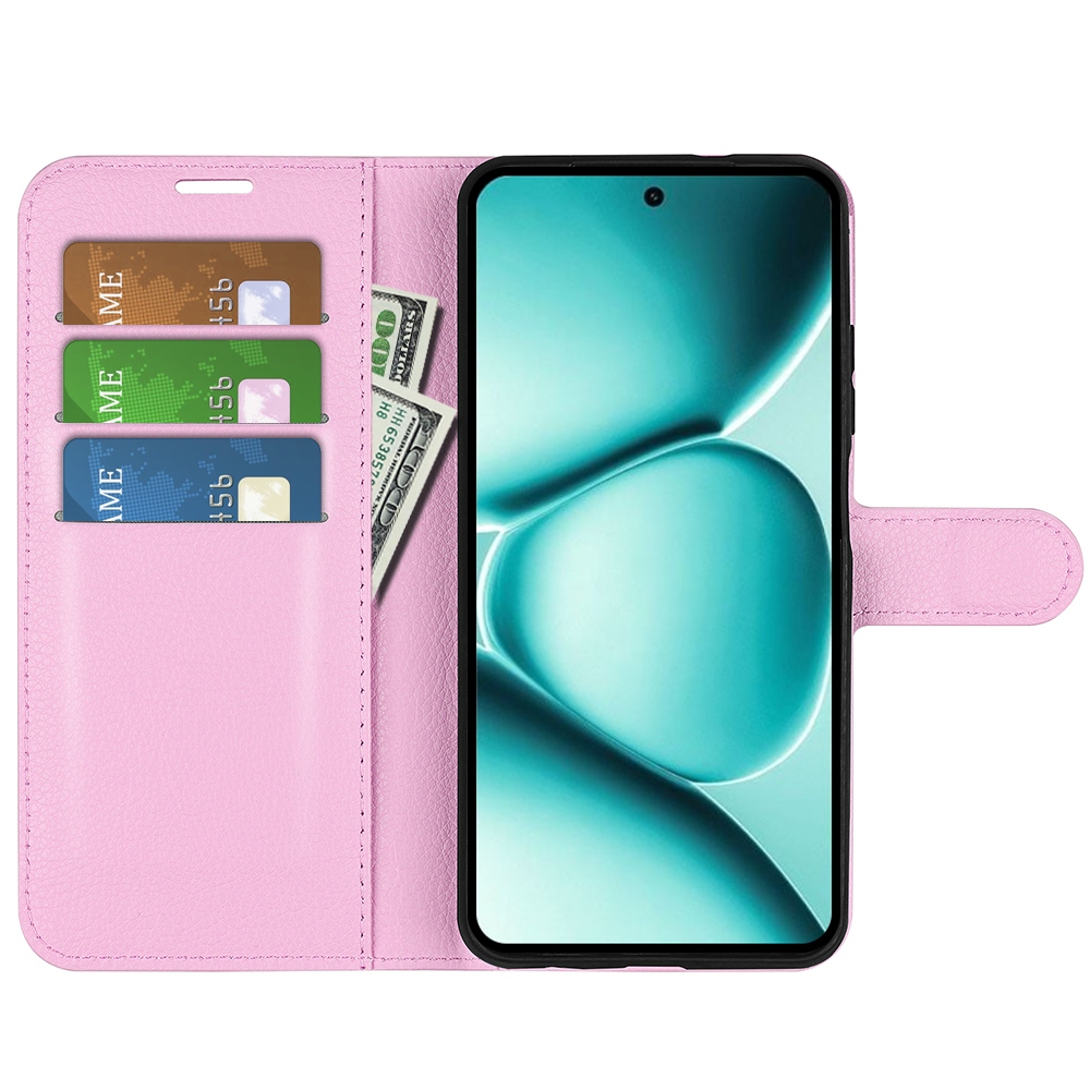 Litchi knížkové pouzdro na Xiaomi Redmi Note 15 Pro+ 5G - růžové