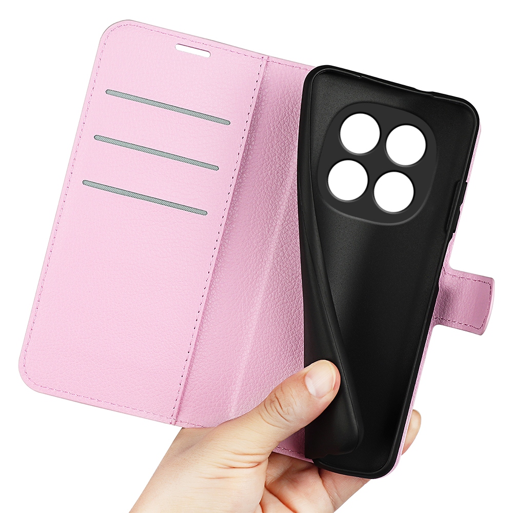 Litchi knížkové pouzdro na Xiaomi Redmi Note 15 Pro+ 5G - růžové